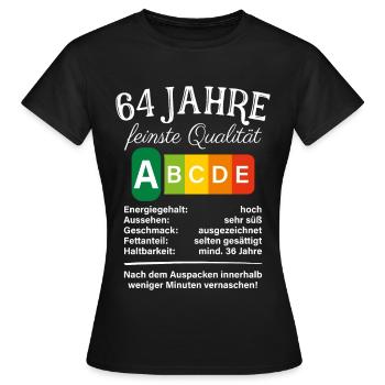 64 Jahre Feinste Qualität Geschenk 64. Geburtstag - Frauen T-Shirt - Schwarz - Vorne - AI Model Female 172 dark (172cm)