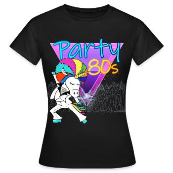 Licorne Années 80 Piste De Danse Soirée - T-shirt Femme - noir - Devant - AI Model Female 172 dark (172cm)