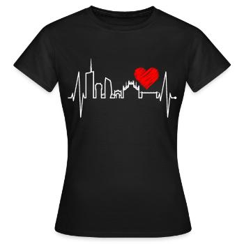 Milan Skyline Italy Heartbeat Fan Love Milano - Women's T-Shirt - black - Front - AI Model Female 172 dark (172cm)