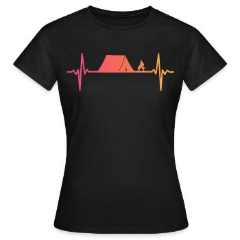 camping tente Sunset battement de coeur tente - T-shirt Femme - noir - Devant - AI Model Female 172 dark (172cm)