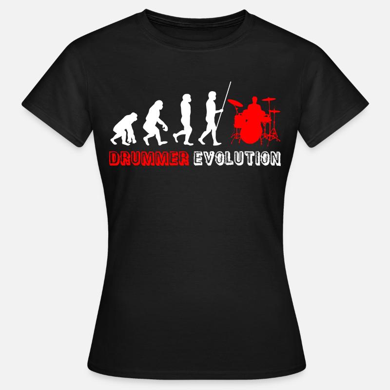Evolution Schlagzeug Drummer Trommler - Frauen T-Shirt - Schwarz