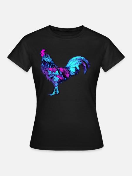 Colorful Cockerel Rooster - Women's T-Shirt - black