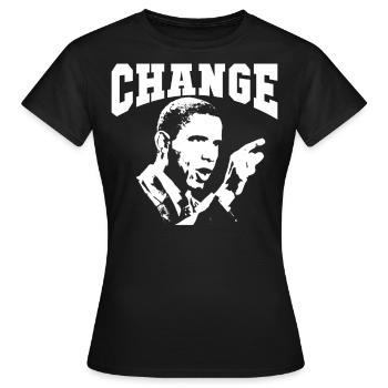 Obama | Le changement évite le dogme et la peur de l’inconnu - T-shirt Femme - noir - Devant - AI Model Female 172 dark (172cm)