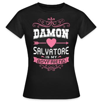 Damon Salvatore ist mein Freund - Frauen T-Shirt - Schwarz - Vorne - AI Model Female 172 dark (172cm)