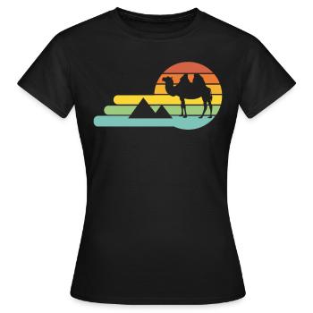Kamel Aegypten mit vintage Sonne - Frauen T-Shirt - Schwarz - Vorne - AI Model Female 172 dark (172cm)
