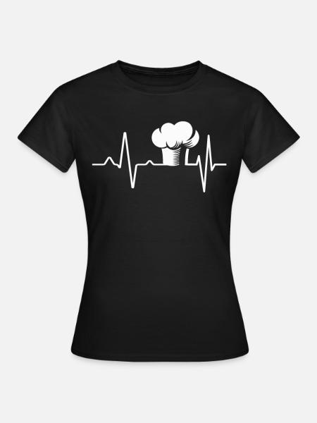Kochmuetze Herzschlag Puls Kuechenchef - Frauen T-Shirt - Schwarz