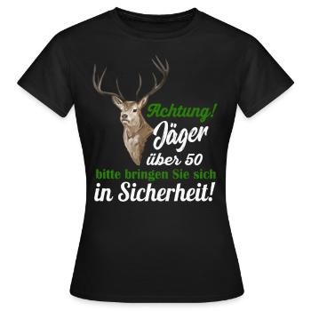 Jaeger ueber 50 lustiges Geschenk - Frauen T-Shirt - Schwarz - Vorne - AI Model Female 172 dark (172cm)