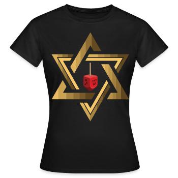 Star Of David Jewish Dreidel - Women's T-Shirt - black - Front - AI Model Female 172 dark (172cm)