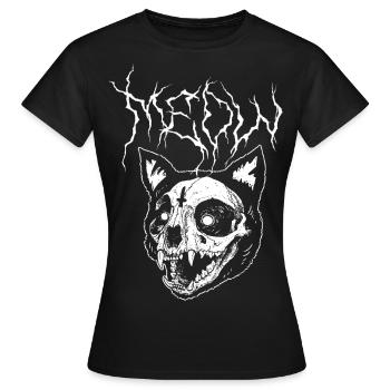 Meow Kitty Cat Black Metal - Women's T-Shirt - black - Front - AI Model Female 172 dark (172cm)