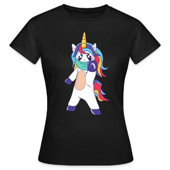 Social Distancing Unicorn - Frauen T-Shirt - Schwarz - Vorne - AI Model Female 172 dark (172cm)
