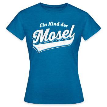 Ein Kind der Mosel - Frauen T-Shirt - Antikblaues Saphir meliert - Vorne - AI Model Female 172 dark (172cm)