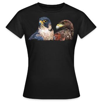 harris falcon and peregrine falcon - Women's T-Shirt - black - Front - AI Model Female 172 dark (172cm)