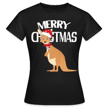 Australian Christmas Kangaroo - Women's T-Shirt - black - Front - AI Model Female 172 dark (172cm)