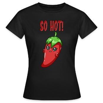 Niedliche Chilli Chica So Hot Lustige Paprika - Frauen T-Shirt - Schwarz - Vorne - AI Model Female 172 dark (172cm)