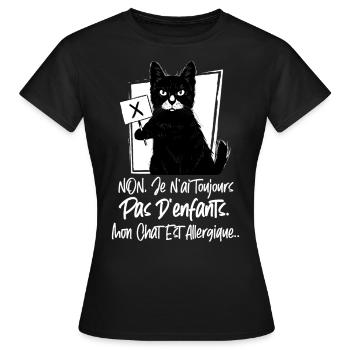 Chat Noir Humour Cadeau - T-shirt Femme - noir - Devant - AI Model Female 172 dark (172cm)