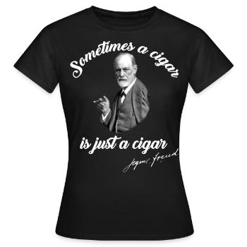 Parfois, un cigare n’est qu’un cigare | Sigmund Freud - T-shirt Femme - noir - Devant - AI Model Female 172 dark (172cm)