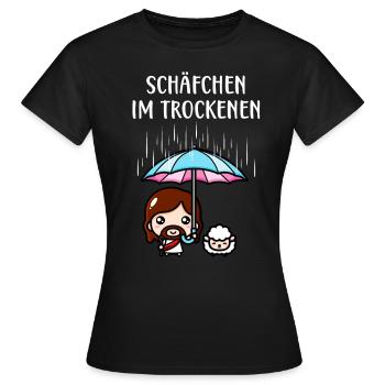 Schäfchen im Trockenen Jesus Christlich Fun - Frauen T-Shirt - Schwarz - Vorne - AI Model Female 172 dark (172cm)