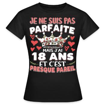 Anniv 18 ans Anniversaire Fille Humour - T-shirt Femme - noir - Devant - AI Model Female 172 dark (172cm)