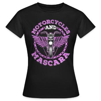 Motorcycles and Mascara Biker Girl - Women's T-Shirt - black - Front - AI Model Female 172 dark (172cm)