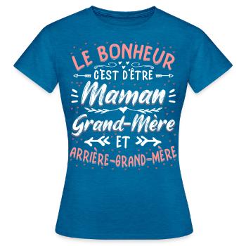 Arrière-Grand-Mère - T-shirt Femme - bleu saphir antique chiné - Devant - AI Model Female 172 dark (172cm)