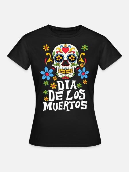 Dia de los Muertos Sugar Skull - Dame-T-shirt - sort