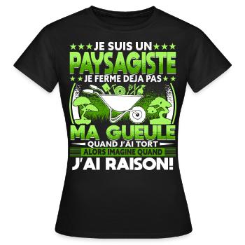 Paysagiste Paysagisme Paysagiste Aménagement - T-shirt Femme - noir - Devant - AI Model Female 172 dark (172cm)