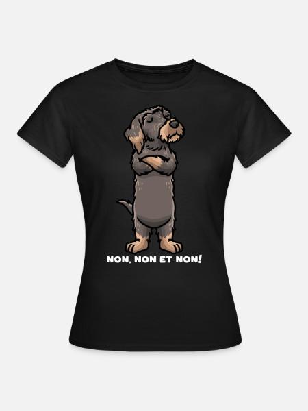 Teckel à Poil Dur Chien - T-shirt Femme - noir