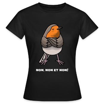 Vertrauter Robin Hartnäckiger Vogel - Frauen T-Shirt - Schwarz - Vorne - AI Model Female 172 dark (172cm)