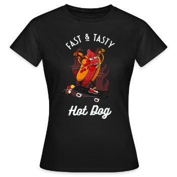 Fast & Delicious Hot dog Drôle Skater Saucisse - T-shirt Femme - noir - Devant - AI Model Female 172 dark (172cm)