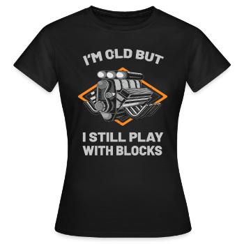 Car mechanic engine block humor workshop - Women's T-Shirt - black - Front - AI Model Female 172 dark (172cm)