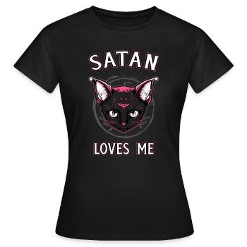 Satan m’aime Chaton satanique Goth - T-shirt Femme - noir - Devant - AI Model Female 172 dark (172cm)