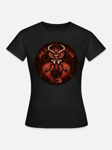 Baphomet Satanic Occultic Devil Pentagram - T-shirt Femme - noir