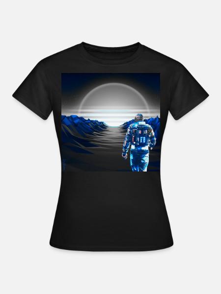 Cyber Sunset Graublau - Futuristisch - Frauen T-Shirt - Schwarz