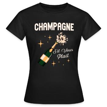 S’il Vous Plait Buveur - T-shirt Femme - noir - Devant - AI Model Female 172 dark (172cm)
