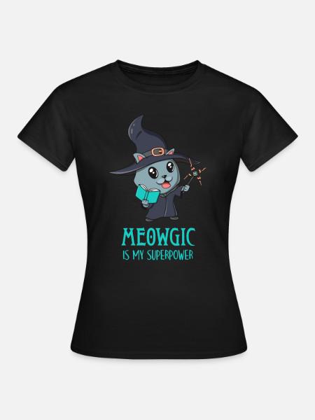 Niedliches Zauberer Kätzchen Magie Lustiges Gamer - Frauen T-Shirt - Schwarz