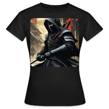Geheimnisvoller Ninja Krieger - Frauen T-Shirt - Schwarz - Vorne - AI Model Female 172 dark (172cm)