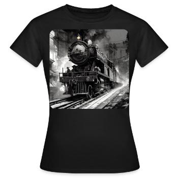 Cool Motif Locomotive - Women's T-Shirt - black - Front - AI Model Female 172 dark (172cm)