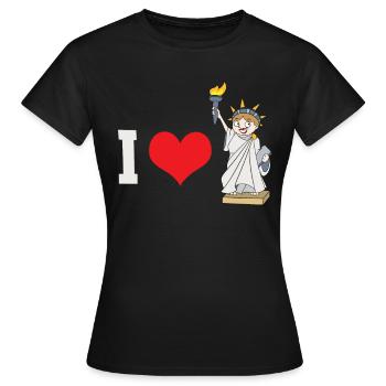 I Love New York City Freiheitsstatue Cartoon - Frauen T-Shirt - Schwarz - Vorne - AI Model Female 172 dark (172cm)