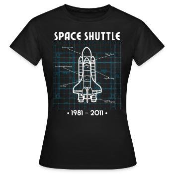 Space Shuttle, Rocket, Blueprint, Space, Astronaut - Women's T-Shirt - black - Front - AI Model Female 172 dark (172cm)