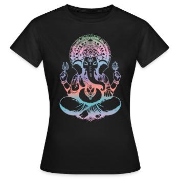 Ganesh Dieu hindou Ganesha éléphant spirituel - T-shirt Femme - noir - Devant - AI Model Female 172 dark (172cm)