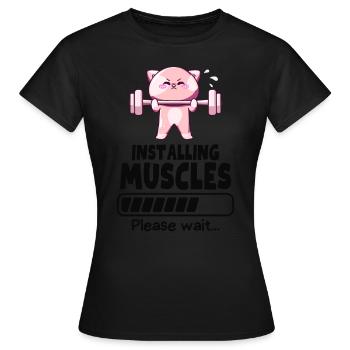Haltérophile chat Renforcement musculaire Gym Humour - T-shirt Femme - noir - Devant - AI Model Female 172 dark (172cm)