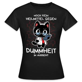 Zynische Forscherkatze – Wissenschaft ohne Gnade - Frauen T-Shirt - Schwarz - Vorne - AI Model Female 172 dark (172cm)