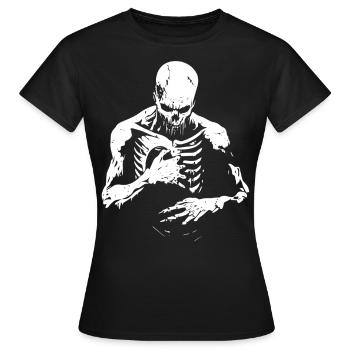 Decaying zombie reaches into chest - Women's T-Shirt - black - Front - AI Model Female 172 dark (172cm)