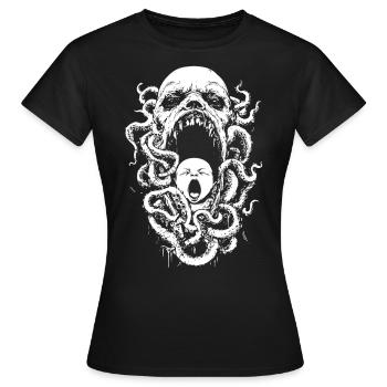 Cauchemar tentaculaire avec démon et bébé - T-shirt Femme - noir - Devant - AI Model Female 172 dark (172cm)