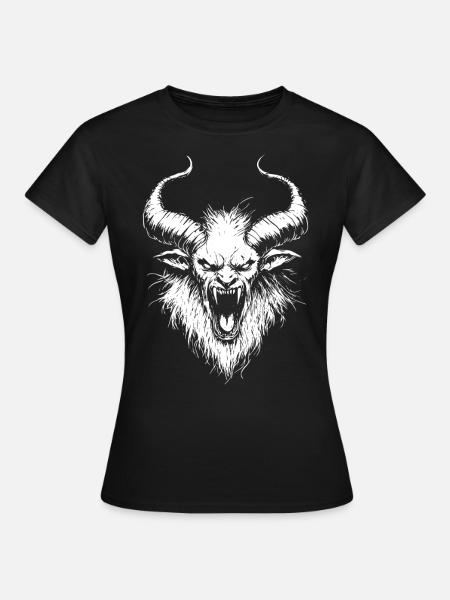 Dämon mit Hörnern – Krasses Horror Design - Frauen T-Shirt - Schwarz
