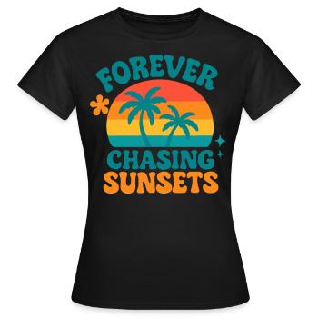 toujours à la poursuite des couchers de soleil - T-shirt Femme - noir - Devant - AI Model Female 172 dark (172cm)