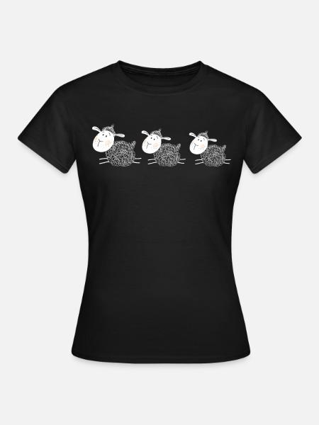 Three sheep are best friends - sheep - lamb - Women's T-Shirt - black