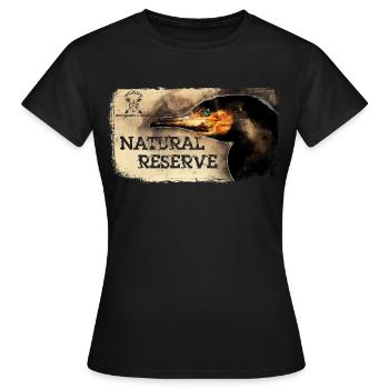Serie "NATURSCHUTZGEBIET" - Kormoran - Frauen T-Shirt - Schwarz - Vorne - AI Model Female 172 dark (172cm)