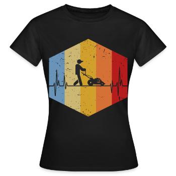 Vintage Herzschlag Rasenmäher Gartenarbeit Gärtner - Frauen T-Shirt - Schwarz - Vorne - AI Model Female 172 dark (172cm)