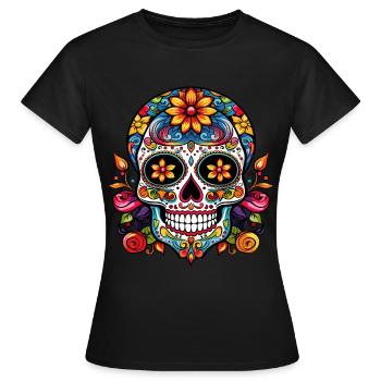 Crâne de sucre Méxicain - T-shirt Femme - noir - Devant - AI Model Female 172 dark (172cm)